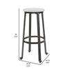 Isla 29 Inch Barstool Set of 2 Farmhouse Style Black Metal White Seat By Casagear Home BM316625