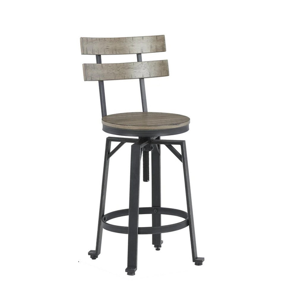 Xin 25-28 Inch Barstools, Set of 2, Adjustable Height, Swivel, Brown By Casagear Home