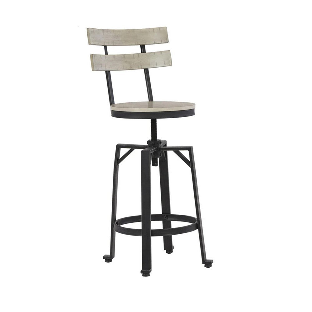 Xin 24-28 Inch Barstool Chair, Set of 2, Adjustable Height, Brown, Black By Casagear Home