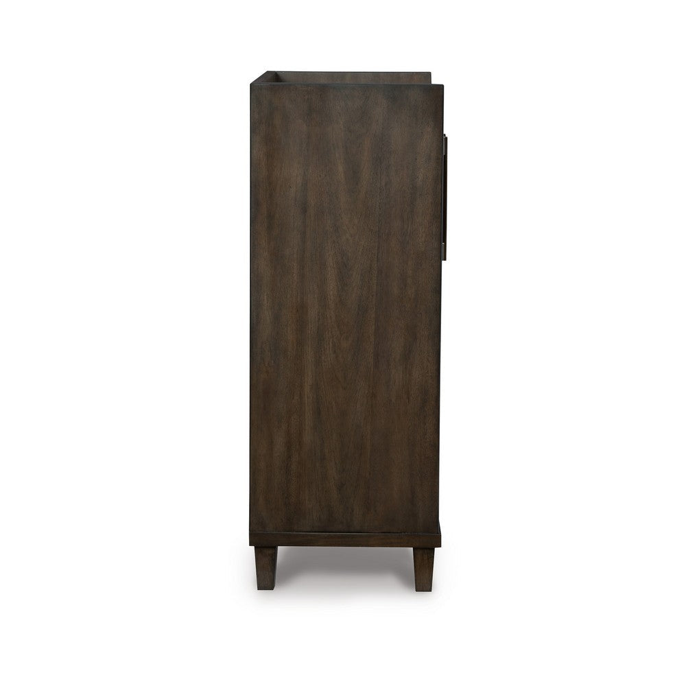 Wes 43 Inch Bar Cabinet, Dual Door Opening, Spacious Top, Rich Brown Finish By Casagear Home