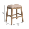 Sky 24 Inch Counter Height Stool, Nailhead Trim, Padded, Light Brown Finish By Casagear Home