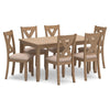 Ashley Sky Dining Set, Table, 6 Polyester Upholstered Chairs, Brown