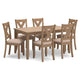 Ashley Sky Dining Set, Table, 6 Polyester Upholstered Chairs, Brown