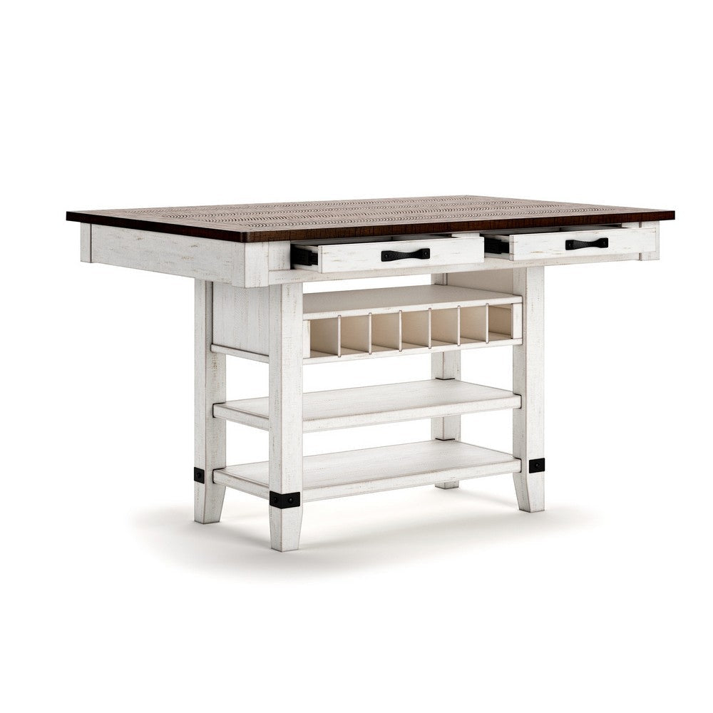 Ashley Cam 60" Counter Height Dining Table, Contemporary, White