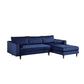Ryle 104 Inch Sectional Sofa with Reversible Chaise, Pillows, Blue Velvet By Casagear Home