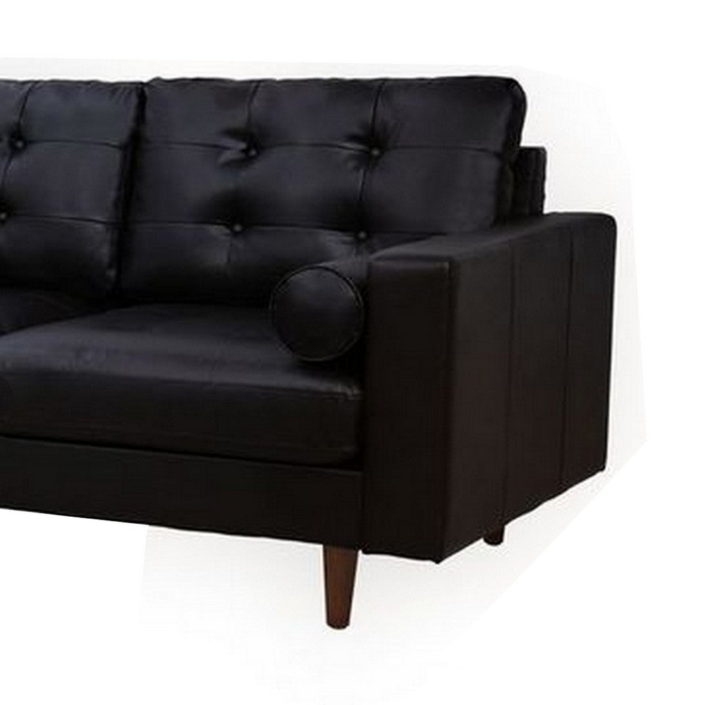 Ryle 104 Inch Sectional Sofa with Chaise, Ottoman, 2 Pillows, Black Woven By Casagear Home