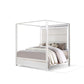 Dio Queen Canopy Bed Tall LED Headboard White Faux Leather Upholstery By Casagear Home BM316654