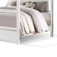 Dio Queen Canopy Bed Tall LED Headboard White Faux Leather Upholstery By Casagear Home BM316654