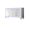 Noel 62 Inch Wide Dresser with LED Mirror Glitter Front 6 Drawers White By Casagear Home BM316658