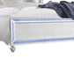 Noel Queen Size Bed with Crystal Tufted Upholstered Headboard LED White By Casagear Home BM316659