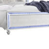 Noel Queen Size Bed with Crystal Tufted Upholstered Headboard LED White By Casagear Home BM316659