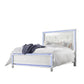 Noel Queen Size Bed with Crystal Tufted Upholstered Headboard, LED, White  By Casagear Home