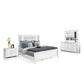 Lio 4pc King Bedroom Set with Nightstand, Dresser, LED Mirror, White By Casagear Home