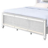 Lio Modern Queen Size Bed, LED, Mirror Trim Silver Velvet Tufted Upholstery By Casagear Home