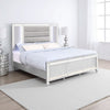 Lio Modern Queen Size Bed, LED, Mirror Trim Silver Velvet Tufted Upholstery By Casagear Home