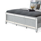 Lio Modern King Size Bed LED Mirror Trim Silver Velvet Tufted Upholstery By Casagear Home BM316666