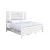Lio Modern Queen Size Bed, LED, Mirror Trim White Velvet Tufted Upholstery By Casagear Home