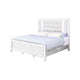 Lio Modern Queen Size Bed LED Mirror Trim White Velvet Tufted Upholstery By Casagear Home BM316667