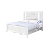 Lio Modern Queen Size Bed, LED, Mirror Trim White Velvet Tufted Upholstery By Casagear Home