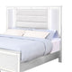 Lio Modern Queen Size Bed LED Mirror Trim White Velvet Tufted Upholstery By Casagear Home BM316667