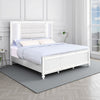 Lio Modern Queen Size Bed, LED, Mirror Trim White Velvet Tufted Upholstery By Casagear Home