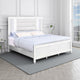 Lio Modern Queen Size Bed, LED, Mirror Trim White Velvet Tufted Upholstery By Casagear Home