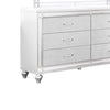 Lio Wide Dresser and LED Mirror Set of 2 Crystal Handles White Wood By Casagear Home BM316670