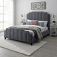 Cery Modern Queen Size Bed, Channel Tufted Dark Gray Chenille Upholstery By Casagear Home