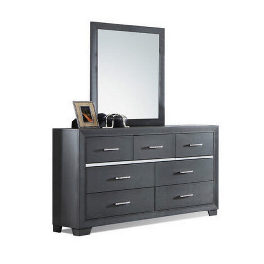 Abby 4pc Queen Canopy Bedroom Set with Dresser, Mirror, Nightstand, Gray By Casagear Home