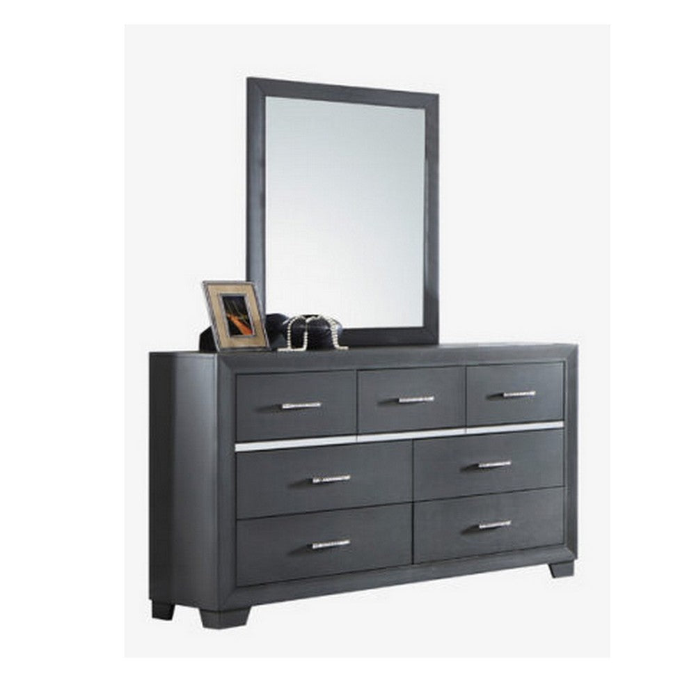 Abby 4pc King Canopy Bedroom Set with Dresser Mirror Nightstand Gray By Casagear Home BM316678