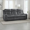 Dara 89 Inch Lay Flat Manual Recliner Sofa, Plush Dark Gray Faux Leather By Casagear Home