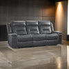 Dara 89 Inch Lay Flat Manual Recliner Sofa, Plush Dark Gray Faux Leather By Casagear Home