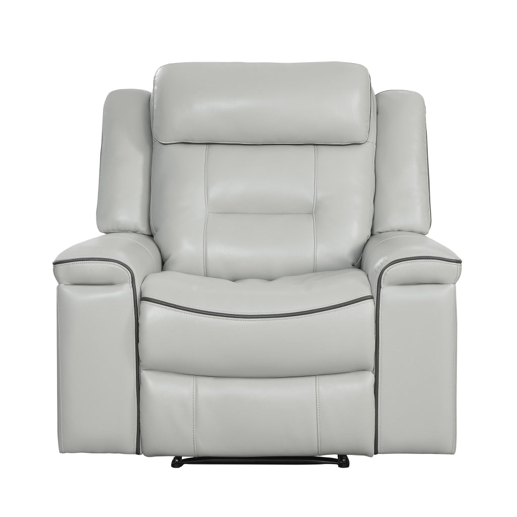 Dara 39 Inch Lay Flat Manual Recliner Chair Soft Light Gray Faux Leather By Casagear Home BM316682