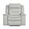 Dara 39 Inch Lay Flat Manual Recliner Chair Soft Light Gray Faux Leather By Casagear Home BM316682