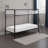 Tara 79 Inch Twin Bunk Bed, Sleek Metal Frame with Ladder in Dark Bronze By Casagear Home