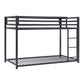 Ovi 78 Inch Twin Bunk Bed Mounted Ladder Ground Level Platform Bed Black By Casagear Home BM316684