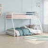 Ovi 78 Inch Twin over Full Bunk Bed, Ladder, Ground Level Bed, White Metal By Casagear Home