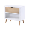 Kara 27 Inch Kids Nightstand 1 Drawer 1 Storage Cubby White Brown Wood By Casagear Home BM316688