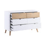 Kara 52 Inch Kids Dresser 6 Drawers Cutout Handles White Brown Wood By Casagear Home BM316689