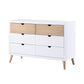 Kara 52 Inch Kids Dresser 6 Drawers Cutout Handles White Brown Wood By Casagear Home BM316689