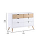 Kara 52 Inch Kids Dresser 6 Drawers Cutout Handles White Brown Wood By Casagear Home BM316689