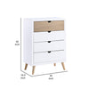 Kara 40 Inch Kids Tall Dresser Chest 4 Drawers Open Handles White Brown By Casagear Home BM316690