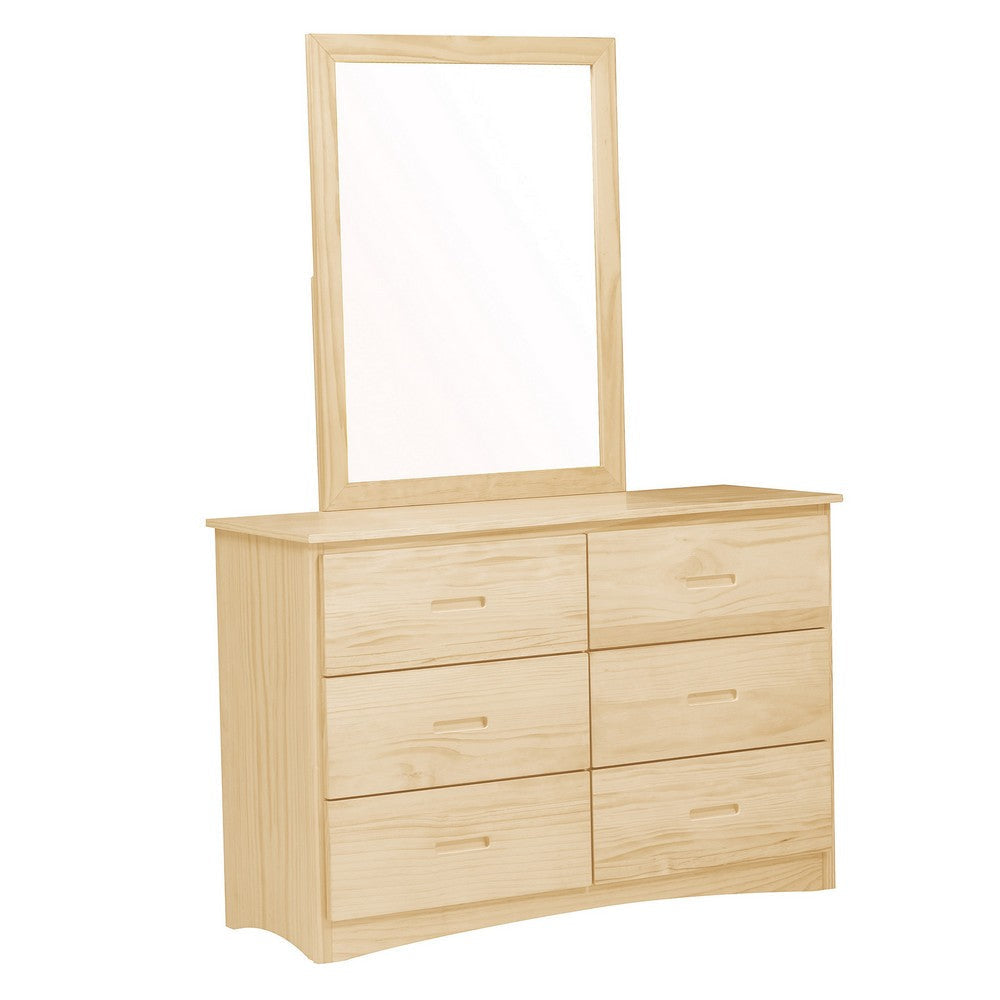 Catherine 48 Inch Kids Dresser 6 Drawers Natural Pine Brown Wood Finish By Casagear Home BM316691