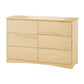 Catherine 48 Inch Kids Dresser 6 Drawers Natural Pine Brown Wood Finish By Casagear Home BM316691