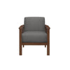 Rima 31 Inch Accent Chair Gray Fabric Foam Cushions Brown Solid Wood By Casagear Home BM316706