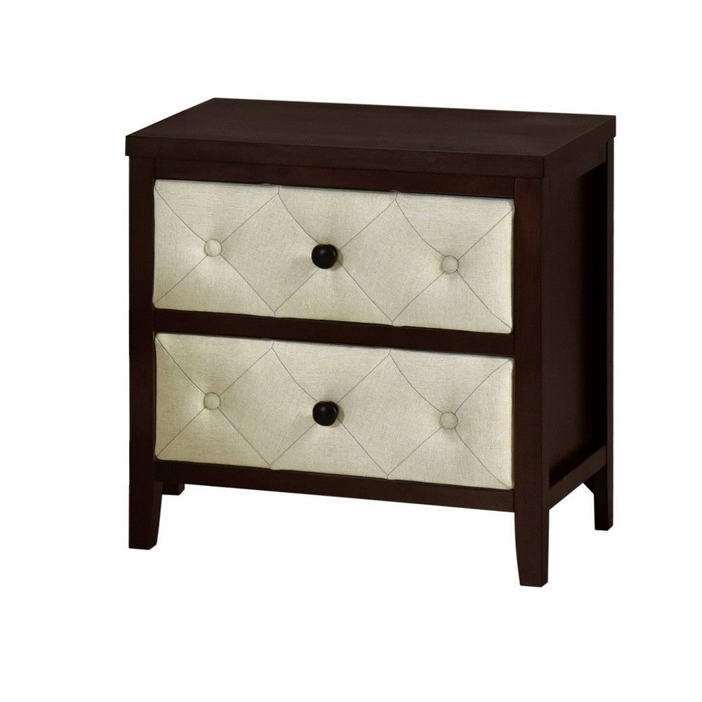 Moni 24 Inch Nightstand 2 Drawers Beige Cherry Espresso Brown Wood Frame By Casagear Home BM316715