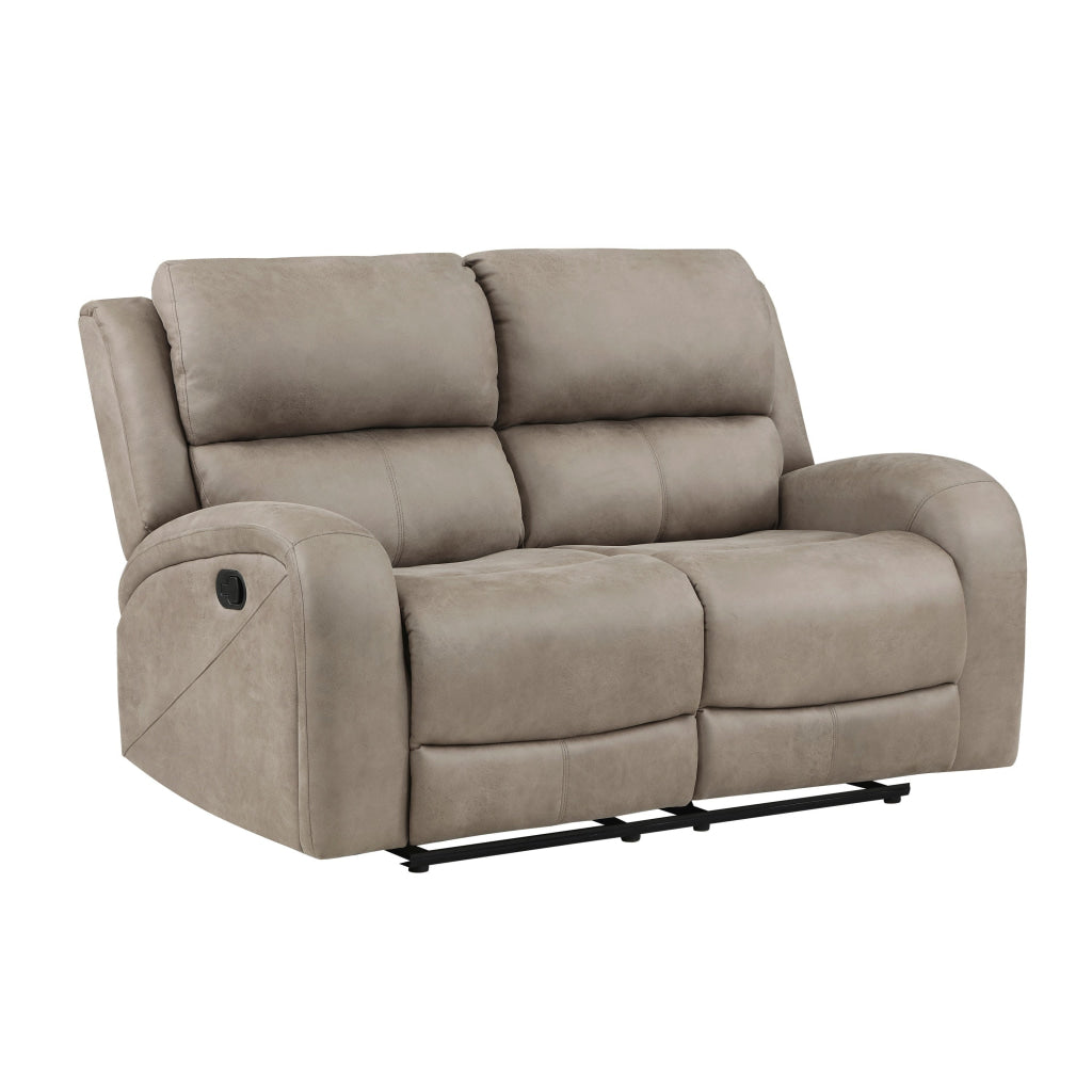 Patsy 62 Inch Manual Double Recliner Loveseat Tufted Brown Microfiber By Casagear Home BM316722