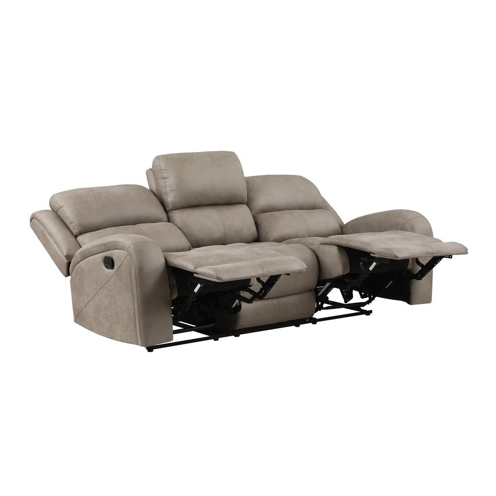 Patsy 85’’ Manual Double Recliner Sofa Brown Microfiber by Casagear Home BM316723