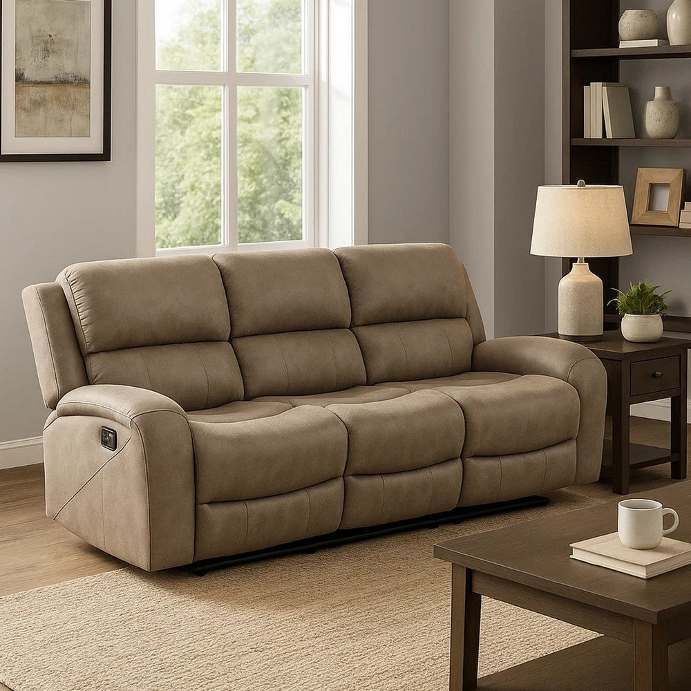 Patsy 85’’ Manual Double Recliner Sofa Brown Microfiber by Casagear Home BM316723