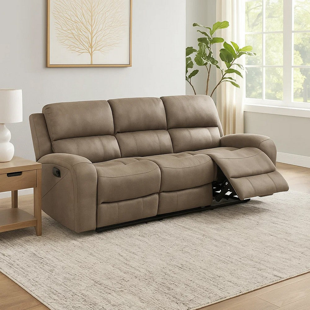 Patsy 85" Manual Double Recliner Sofa, Brown Microfiber by Casagear Home